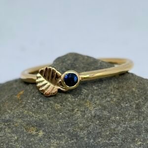 Tasmanian Sapphire and Fagus Leaf Ring